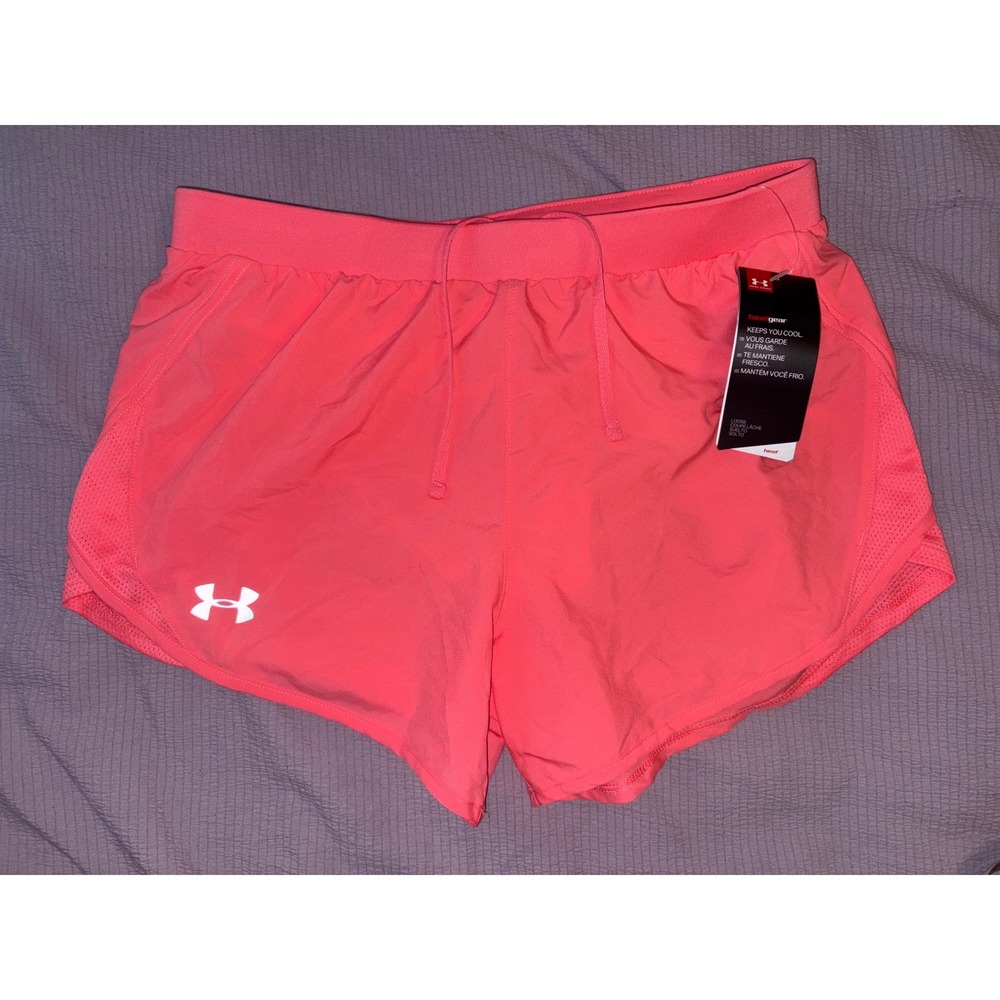 NEW Under Armour HeatGear Womrnd Hot Pink Lined Loose Fit Running Shorts, S